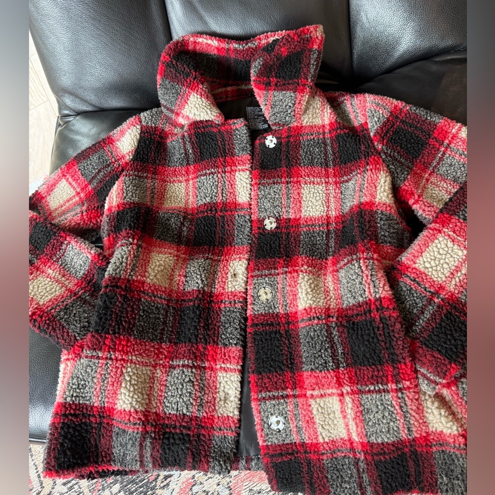Oversized Plaid Teddy Coat/Jacket Peacoat with front pockets